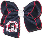 Medium Navy with Red Moonstitch with White Knot and Bullion Primary Logo Bow